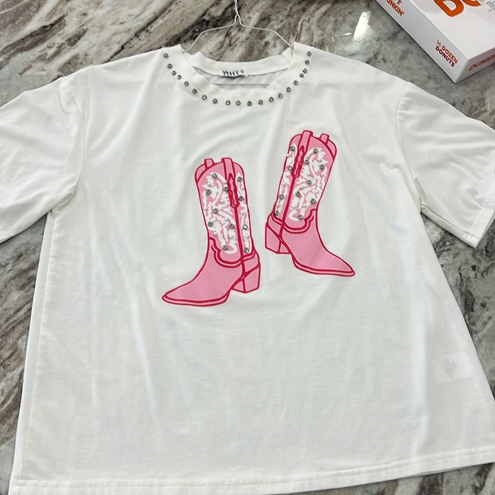Why Dress Large boot shirt with gems and pearls